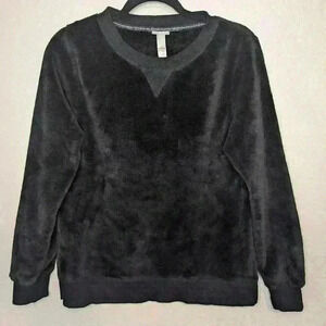 Wondershop long sleeve medium black velour sleepwear top soft cozy warm